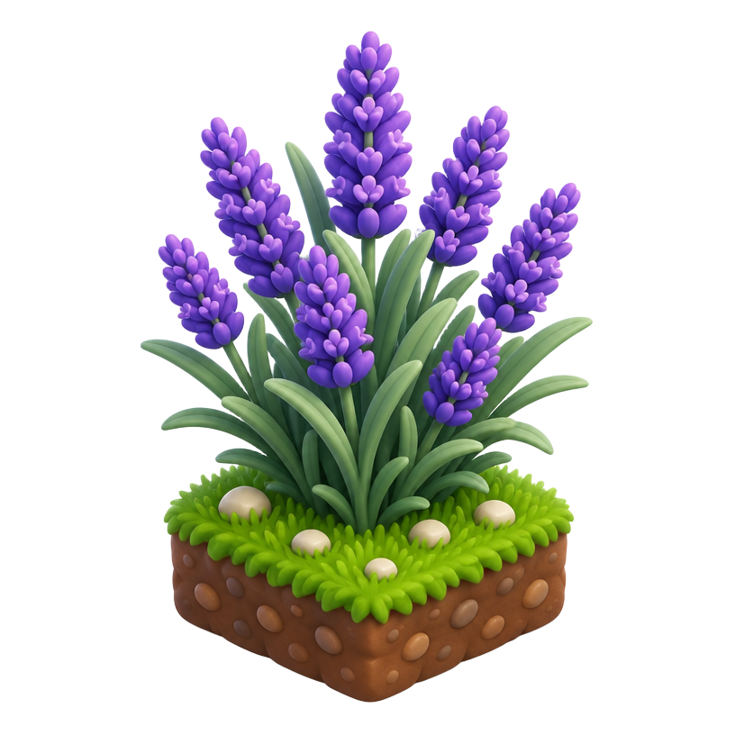 Lavanda Lunar, planta 3D sem rosto